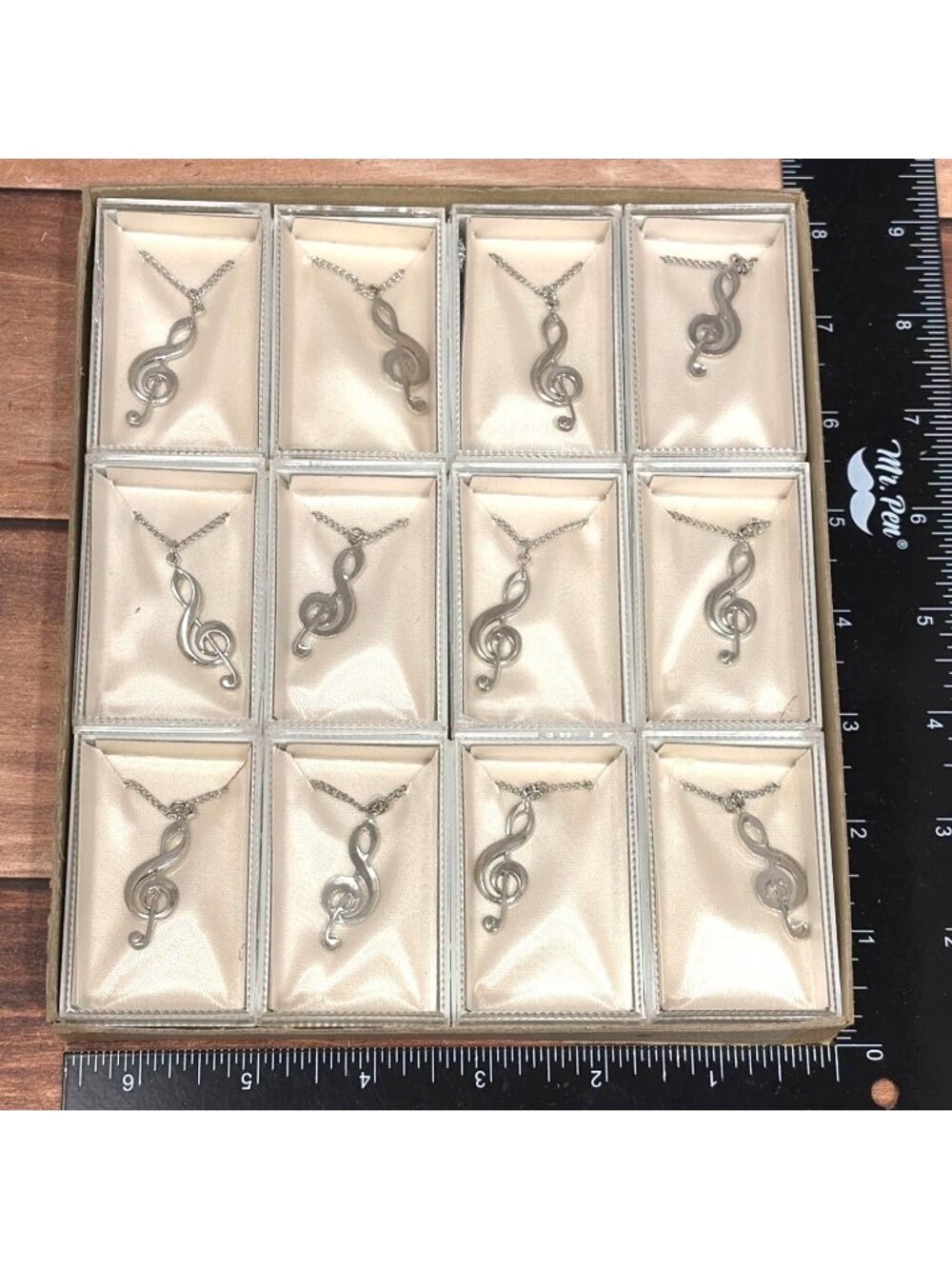 TS Lot of 12 Music Note Treble Clef Pendant Necklaces Silver Tone Award NOS